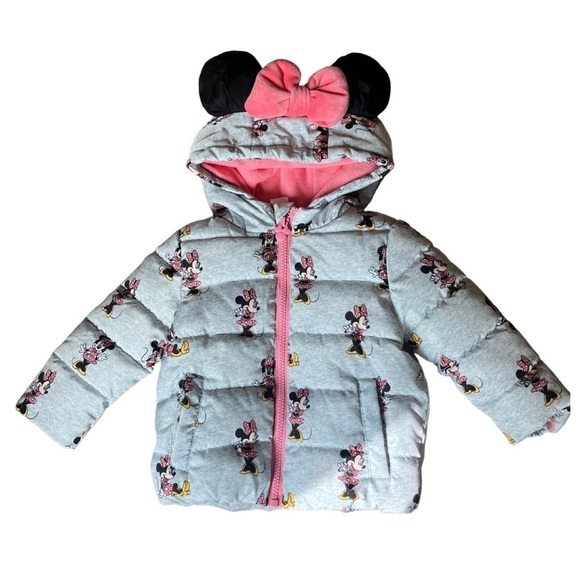 NWOT - Disney Minnie Mouse Winter Puffer  Jacket for baby girls - size 12 months - Picture 1 of 5